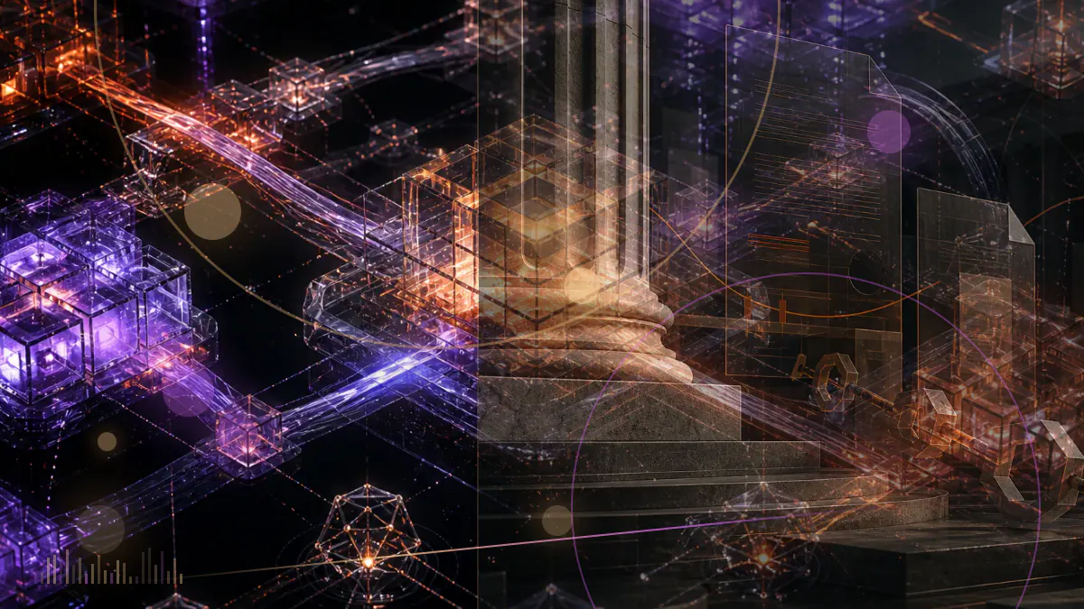 Conceptual illustration of XRP and Ethereum network forms separated by a narrow market-capitalization gap