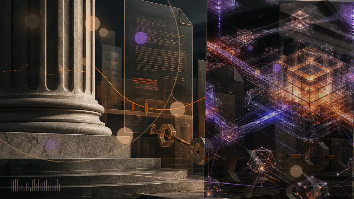 Conceptual illustration of private API credits moving between an Ethereum vault and a digital service through a zero-knowledge proof